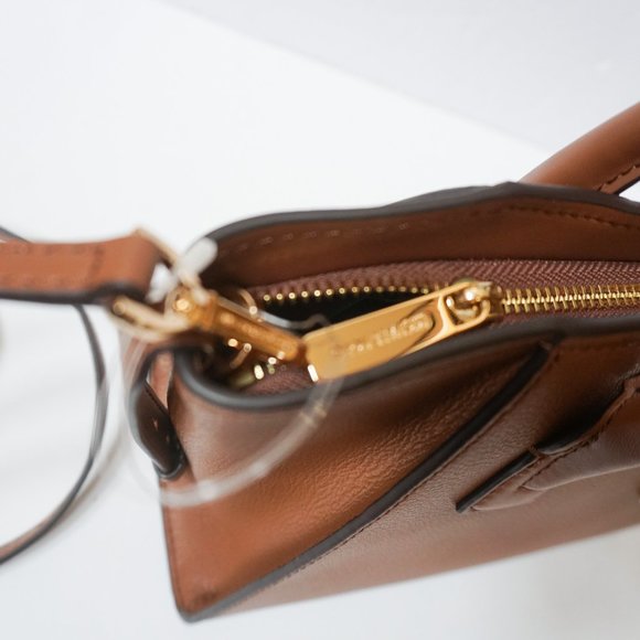 Michael Kors Avril Small Top Zip Satchel Shoulder Bag Brown Luggage - Picture 14 of 14